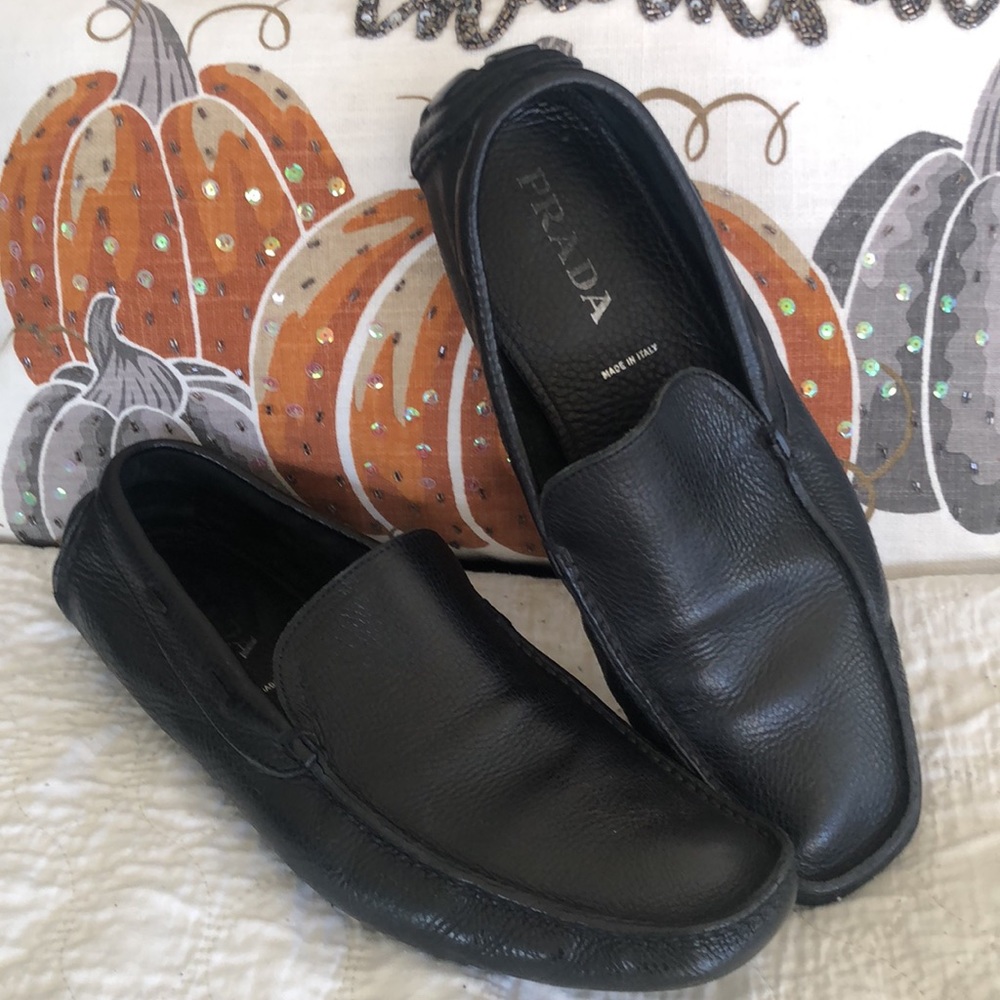 Mens Prada Soft Black Pebble leather Shoes